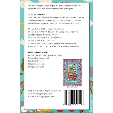 Back of the Riverside Quilt Pattern by 3 Dog Design Co Quilt Patterns