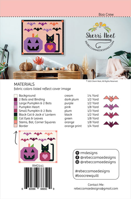 Back of the Boo Crew Quilt Quilt Pattern by Rebecca Mae Designs
