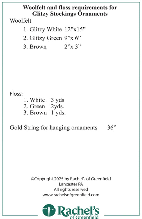Back of the Glitzy Stockings Ornaments Pattern by Rachels of Greenfield
