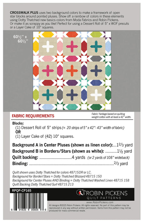 Back of the Crosswalk Plus Quilt Pattern by Robin Pickens, Inc