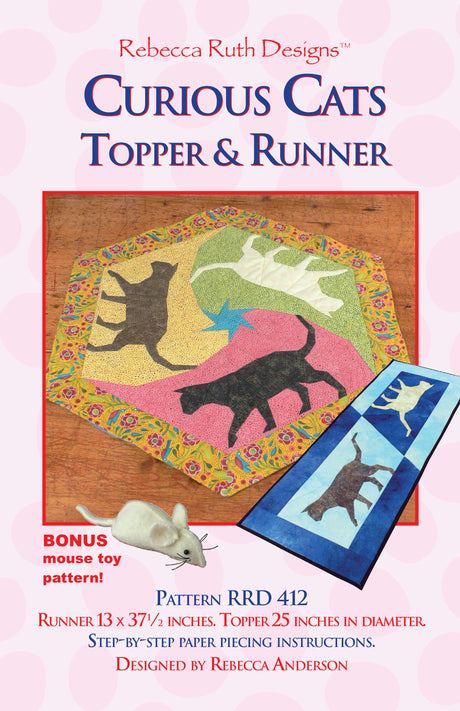 Curious Cats Topper & Runner Downloadable Pattern by Rebecca Ruth