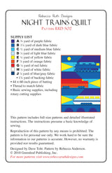 Back of the Night Trains! Quilt Pattern by Rebecca Ruth Designs