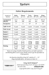 Back of the Radiant Downloadable Pattern by Cozy Quilt Designs