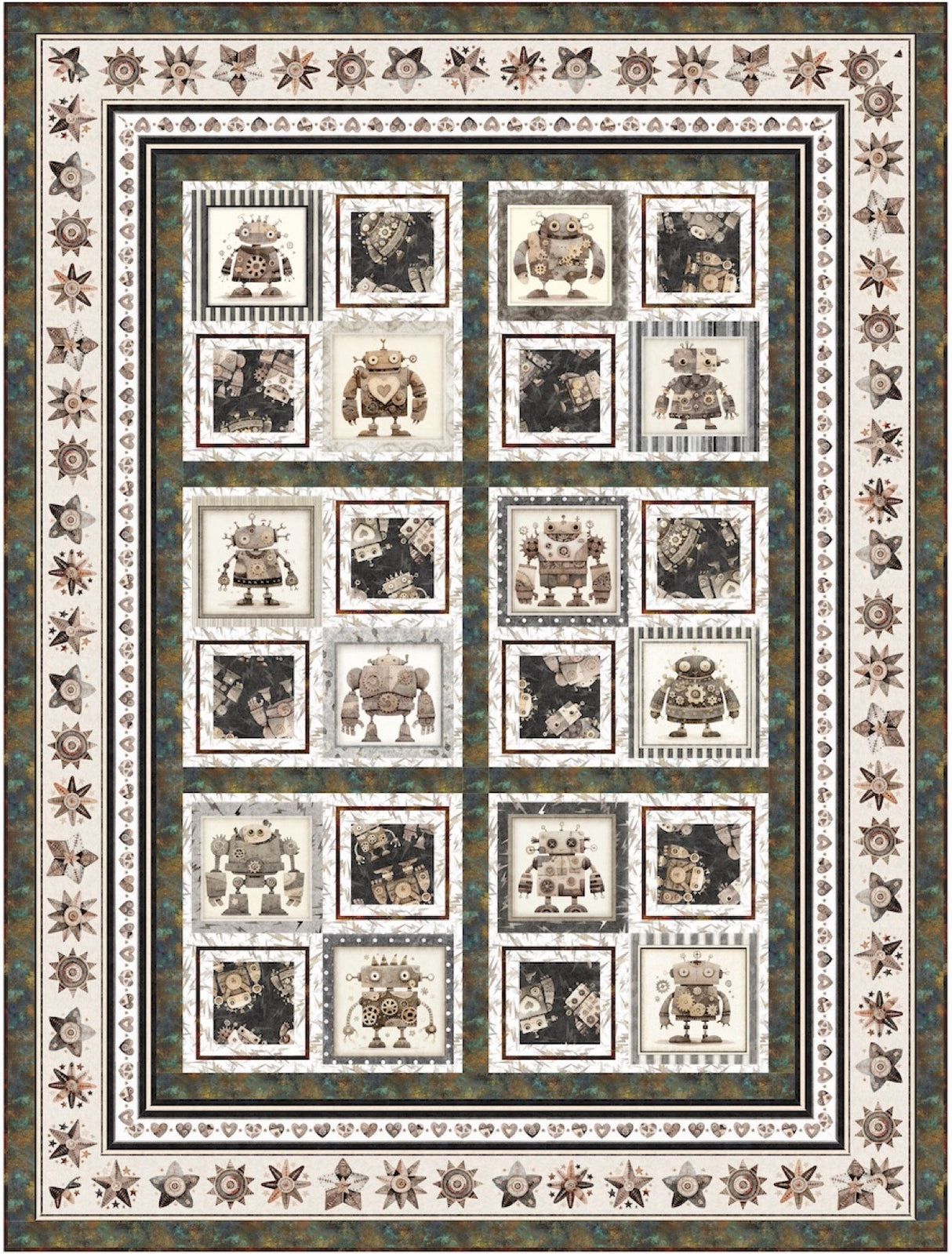 Robot Patches Downloadable Pattern by Pine Tree Country Quilts