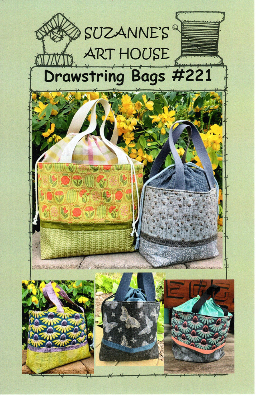 Drawstring Bags Pattern by Suzannes Art House