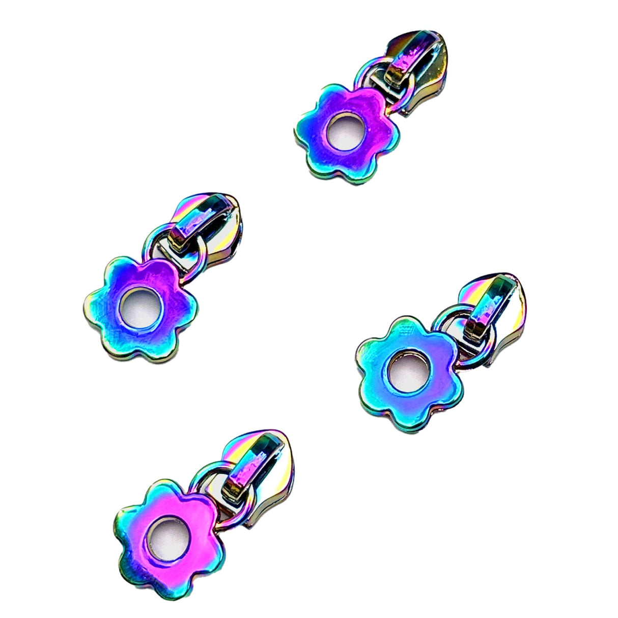 Iridescent Flower Zipper Pulls by Sassafras Lane Designs