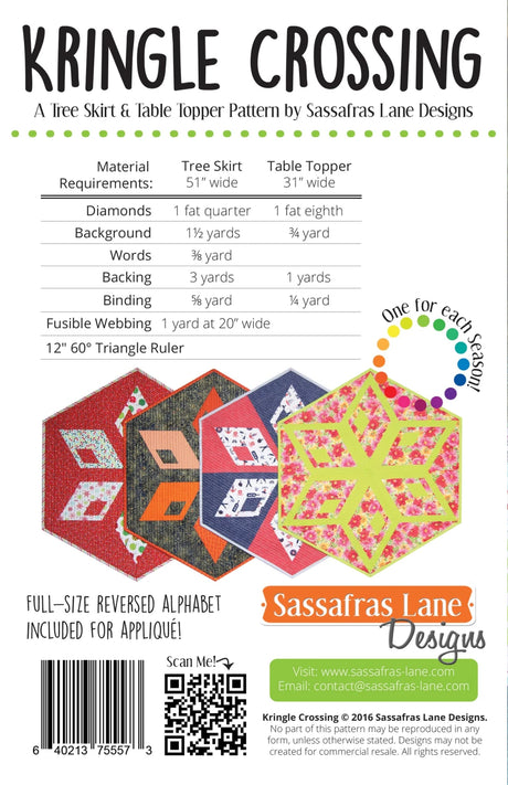 Back of the Kringle Crossing Quilt Pattern by Sassafras Lane Designs