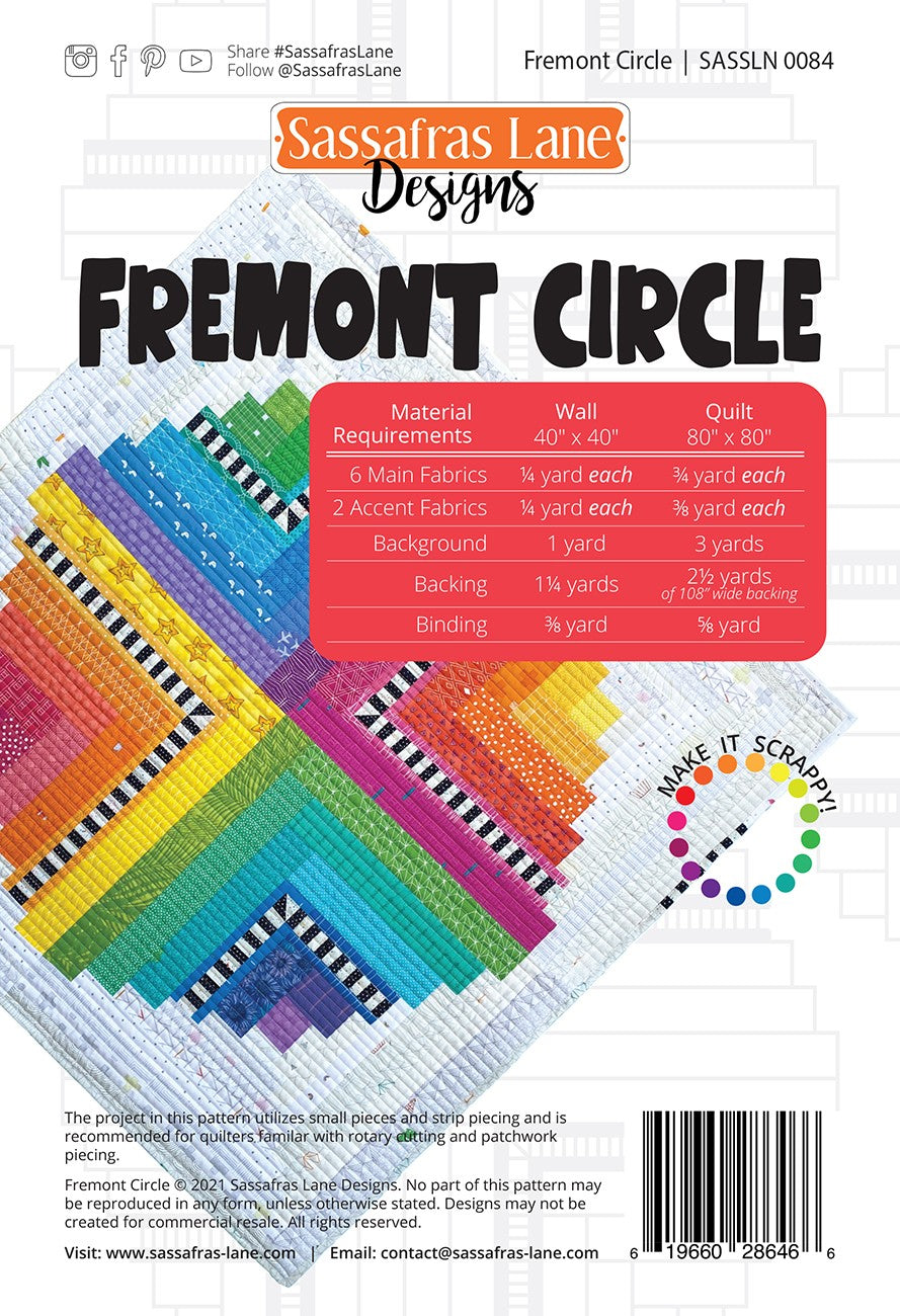 Back of the Fremont Circle Quilt Pattern by Sassafras Lane Designs