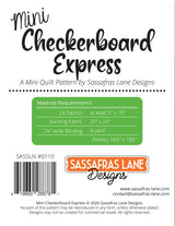Back of the Mini Checkerboard Express Quilt Pattern by Sassafras Lane Designs