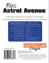 Back of the Mini Astral Avenue Quilt Pattern by Sassafras Lane Designs