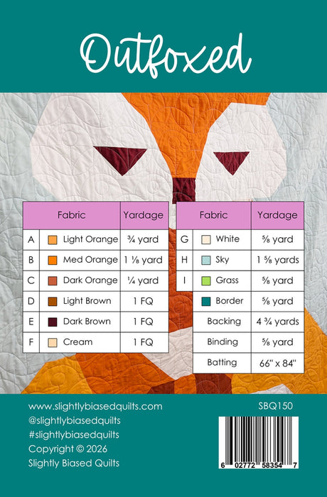 Back of the Outfoxed Quilt Pattern by Slightly Biased Quilts
