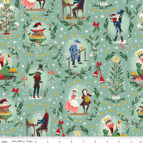 Carol Keep Christmas Well Pistachio Sparkle Quilt Fabric - Riley Blake Designs - Jill Howarth