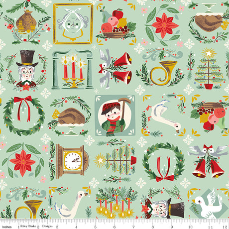 Carol Bless Us Mint Sparkle Quilt Fabric - Riley Blake Designs - Jill Howarth