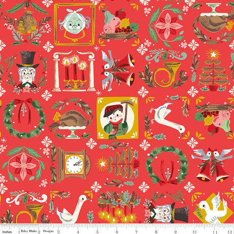 Carol Bless Us Red Sparkle Quilt Fabric - Riley Blake Designs - Jill Howarth
