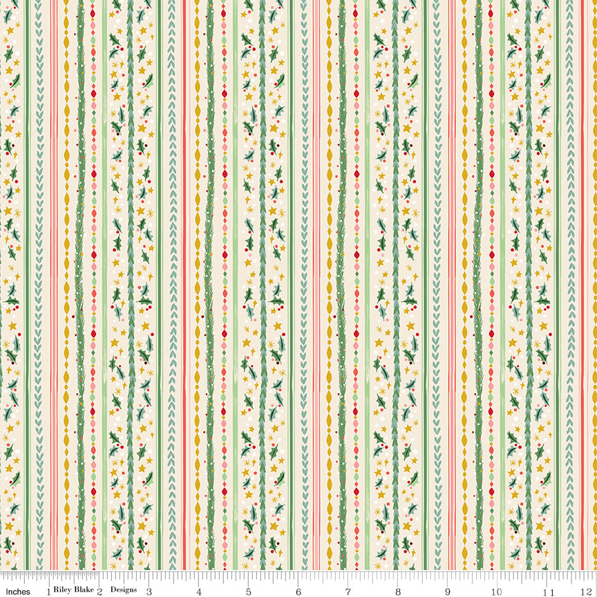 Carol Winterberry Stripes Ivory Sparkle Quilt Fabric by Jill Howarth