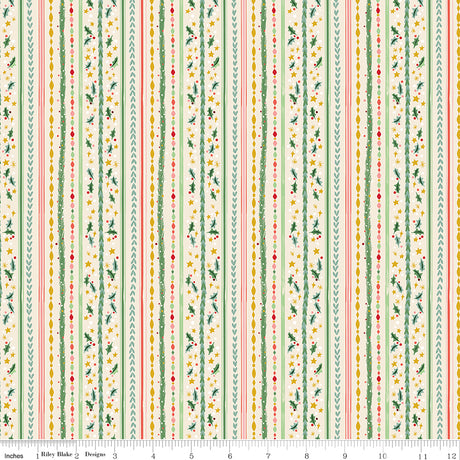 Carol Winterberry Stripes Ivory Sparkle Quilt Fabric - Riley Blake Designs - Jill Howarth