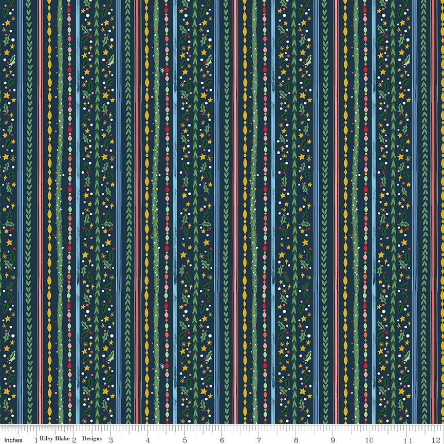 Carol Winterberry Stripes Twilight Sparkle Quilt Fabric by Jill Howarth