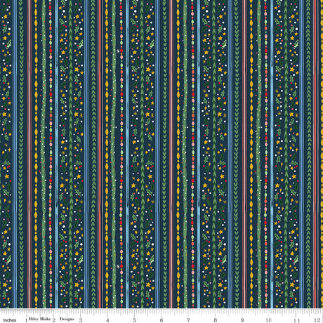 Carol Winterberry Stripes Twilight Sparkle Quilt Fabric - Riley Blake Designs - Jill Howarth