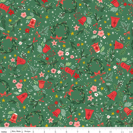 Carol Berries and Boughs Cactus Sparkle Quilt Fabric - Riley Blake Designs - Jill Howarth