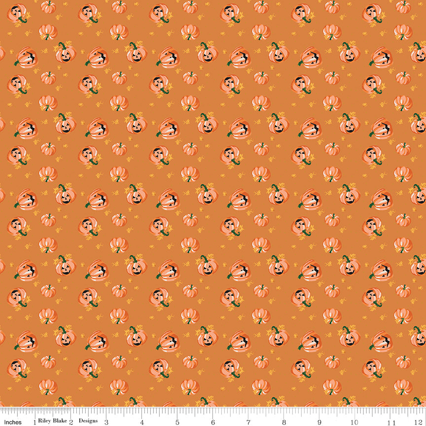 Cobweb Cottage Pumpkin Toss Orange Sparkle Quilt Fabric by Cobweb Cottage — Melissa Mortenson