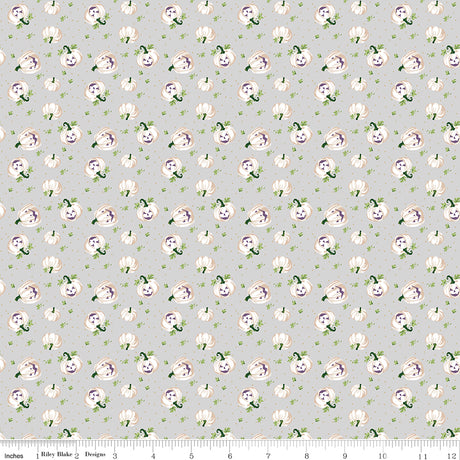 Cobweb Cottage Pumpkin Toss Silver Sparkle Quilt Fabric - Riley Blake Designs - Melissa Mortenson