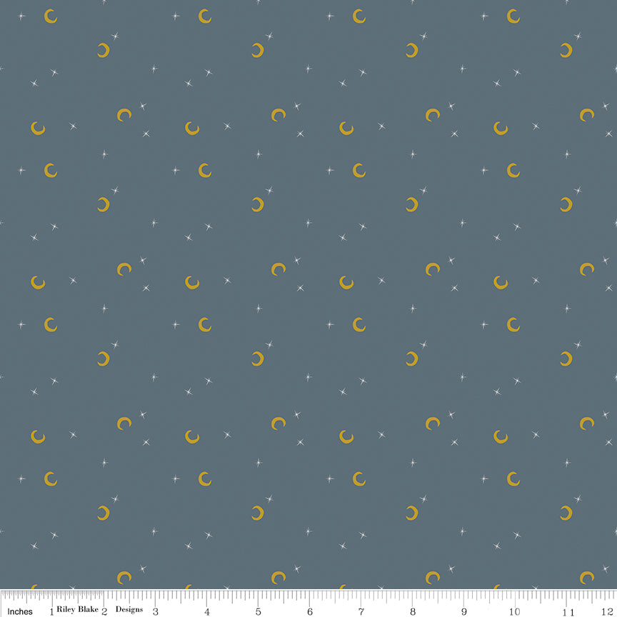 Cobweb Cottage Moon and Stars Thunder Sparkle Quilt Fabric by Cobweb Cottage — Melissa Mortenson