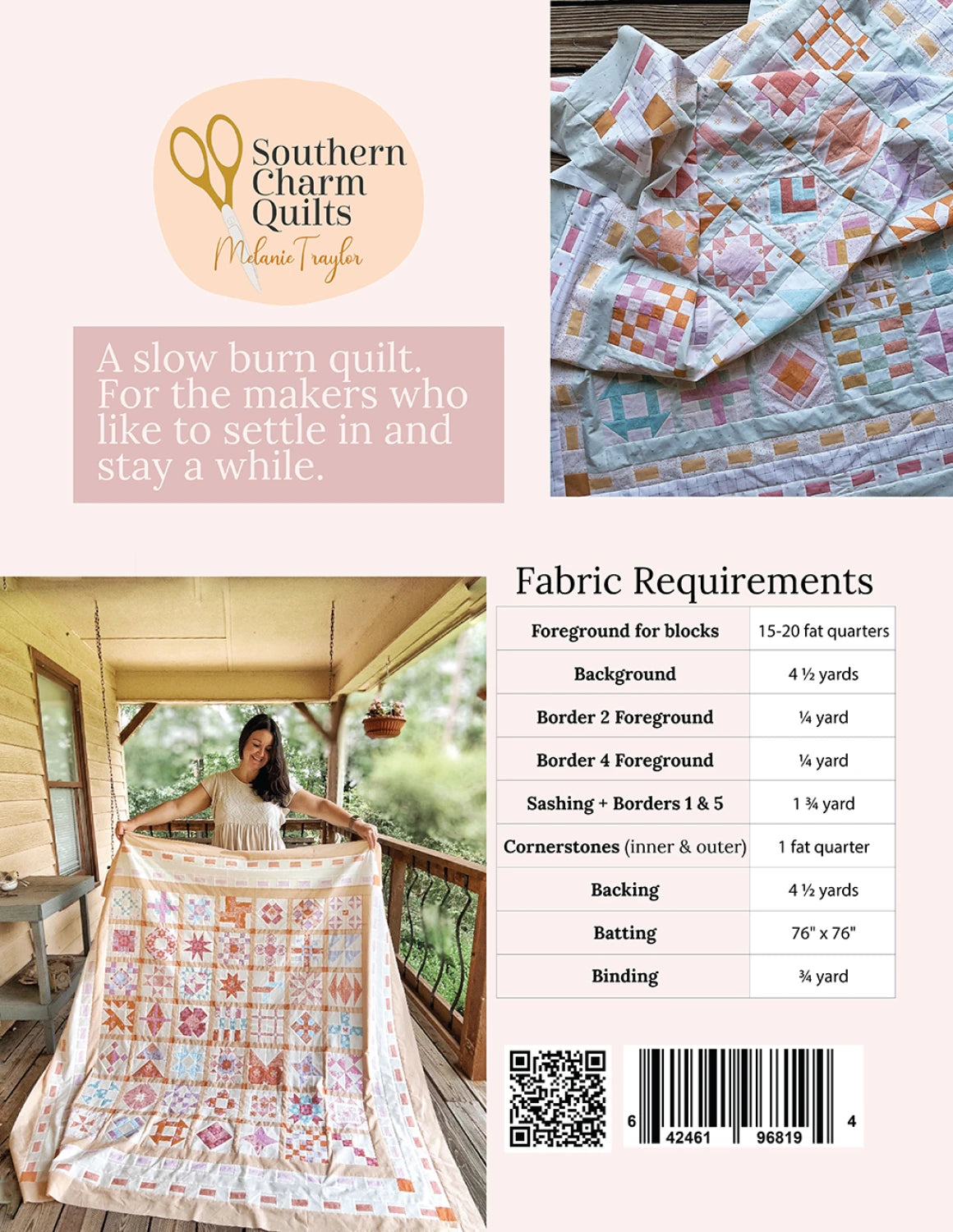 Back of the Dilly Dally Quilt Book by Southern Charm Quilts