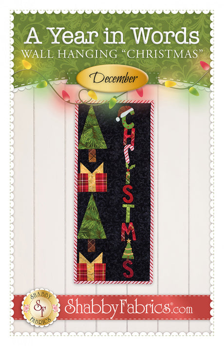 A Year in Words Wall Hanging Christmas December Pattern by Shabby Fabrics