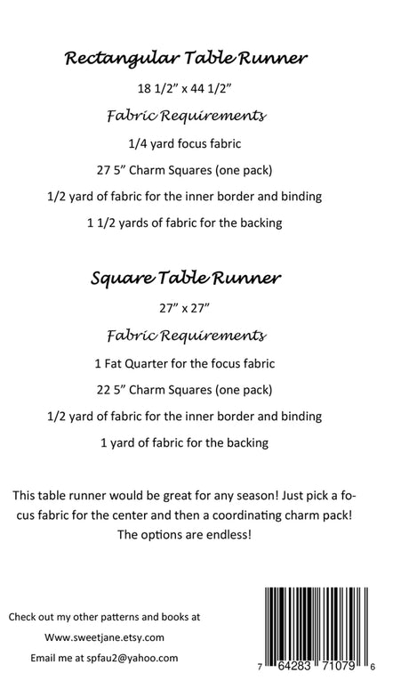 Back of the Bentley Table Runner by Sweet Janes Quilting and Design