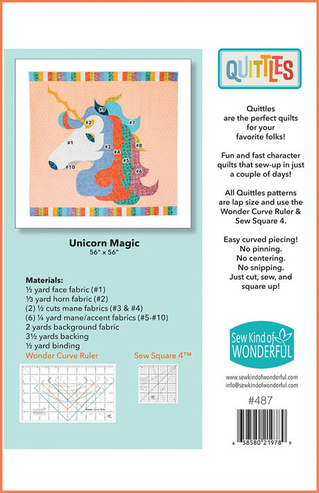 Back of the Quittles Unicorn Magic Quilt Quilt Pattern by Sew Kind of Wonderful