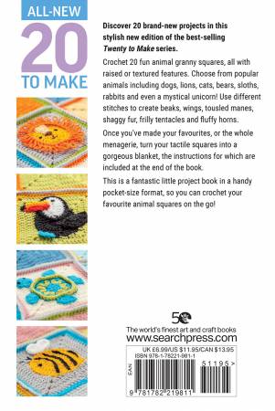 Back of the All-New 20 to Make: Animals Granny Sqaures Book by Search Press USA