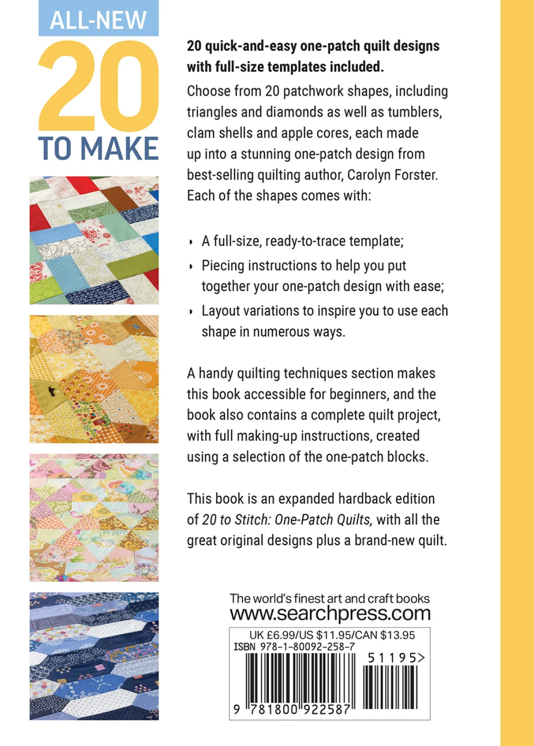 Back of the All-New Twenty To Make: One Patch Quilts by Search Press USA