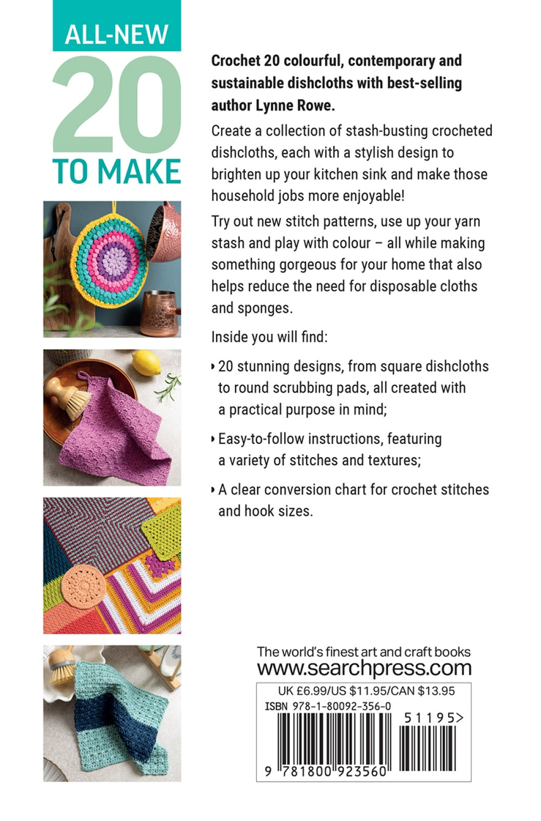 Back of the 20 To Make: Crochet Dishcloths by Search Press USA