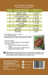 Back of the Big Game Football Quilt Pattern by Satomi Quilts LLC