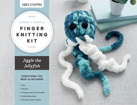 Super Simple Finger Knitting Kit Jiggle the Jellyfish by Schiffer Publishing