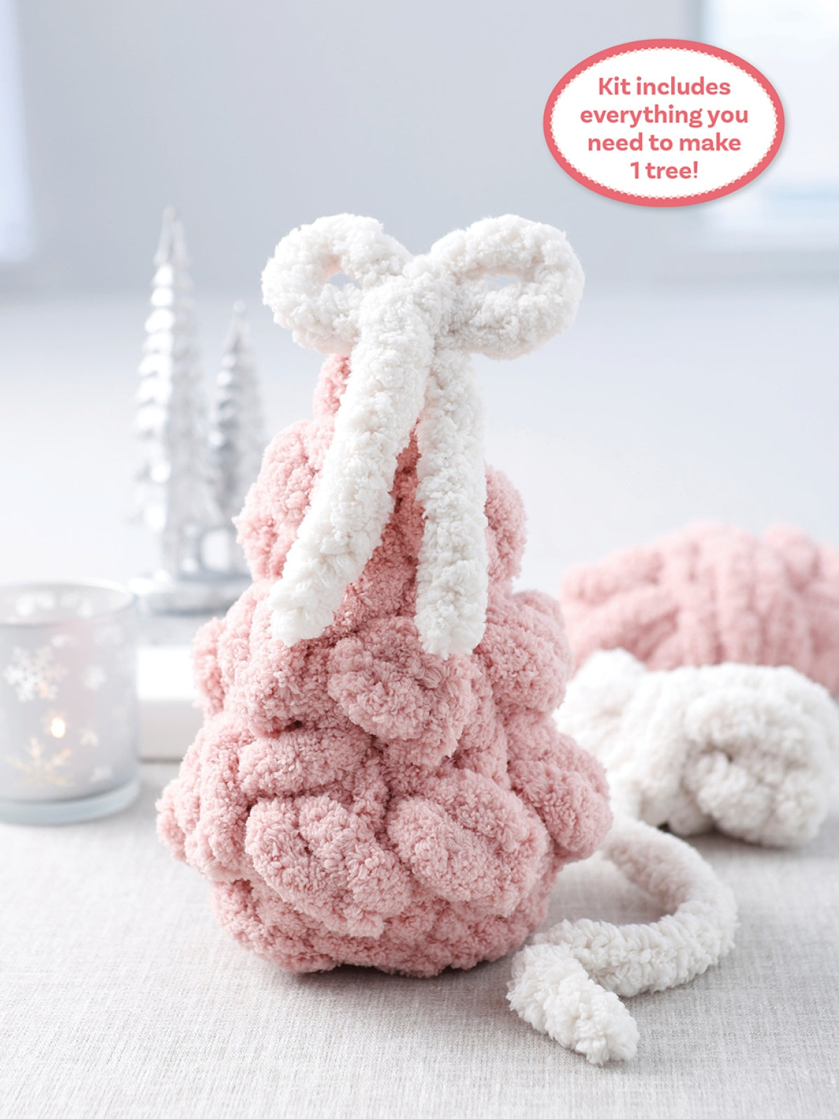 Back of the Super Simple Finger Knitting Kit Sugarplum Christmas Tree by Schiffer Publishing