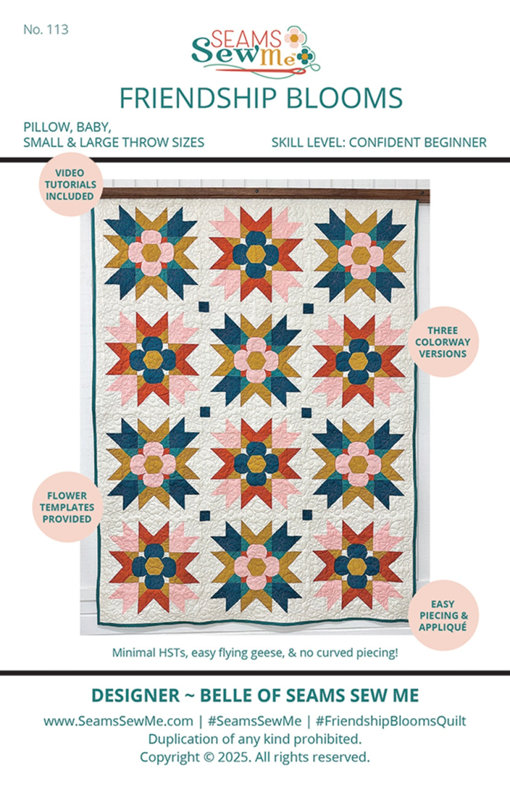 Friendship Blooms Quilt Pattern by Seams Sew Me