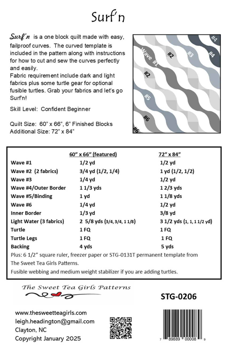 Back of the Surf'n Quilt Pattern by Sweet Tea Girls Patterns