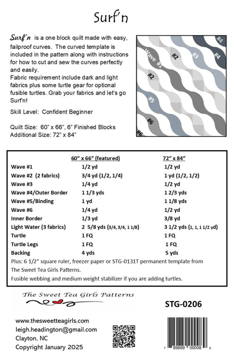 Back of the Surf'n Quilt Pattern by Sweet Tea Girls Patterns