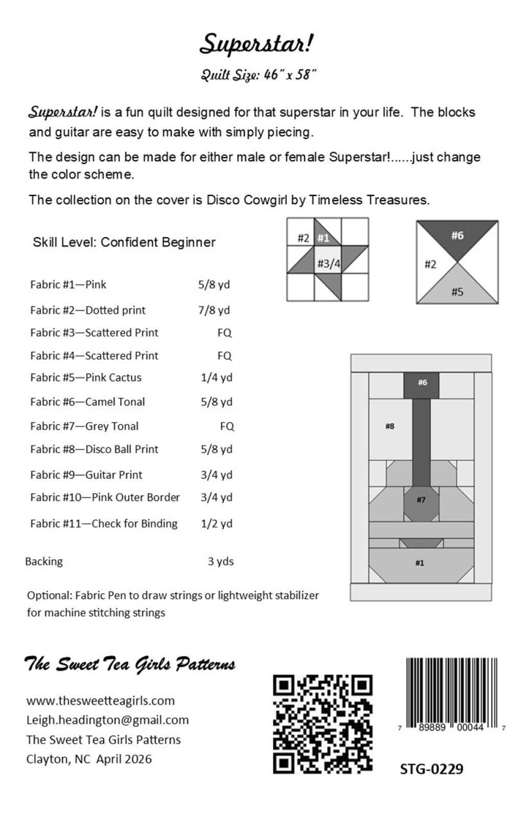 Back of the Superstar! Quilt Pattern by Sweet Tea Girls Patterns
