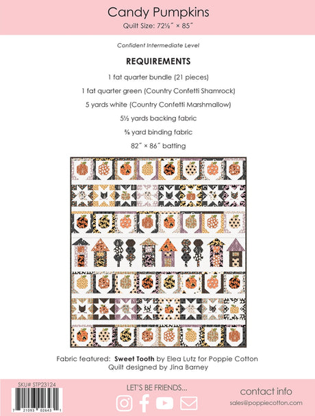 Back of the Quilt Pattern Sweet Tooth Candy Pumpkins Quilt Pattern by Poppie Cotton