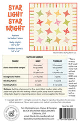 Back of the Star Light Star Bright Quilt Pattern by Black Mountain Needleworks