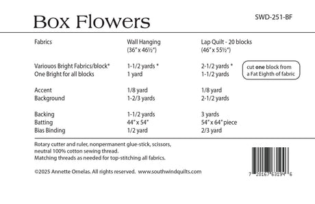 Back of the Box Flowers Quilt Pattern by Southwind Designs