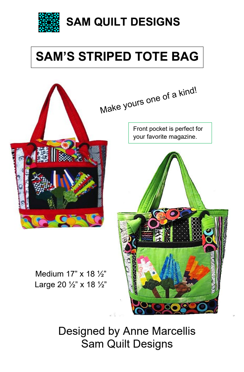 Sam's Striped Tote Bag Downloadable Pattern by Sam Quilt Designs