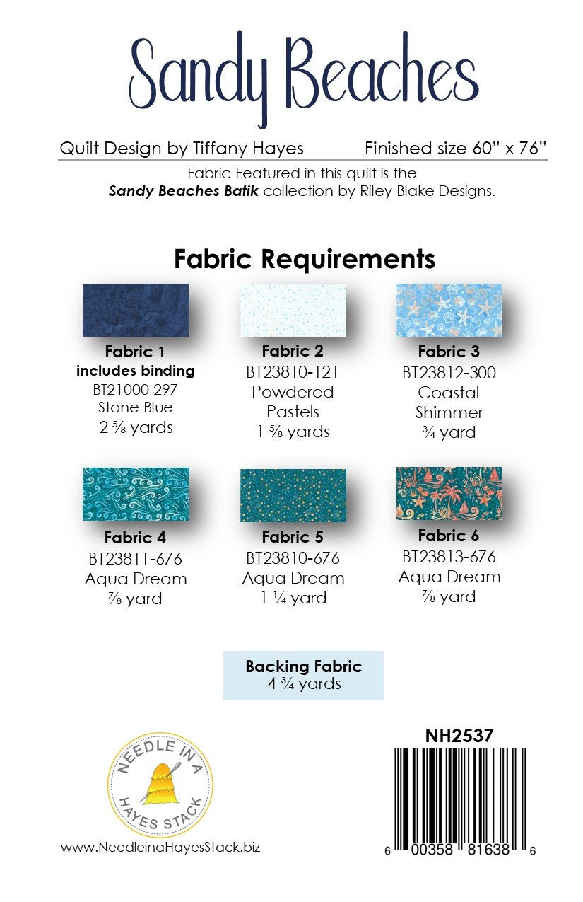Back of the Sandy Beaches Downloadable Pattern By Needle In A Hayes Stack