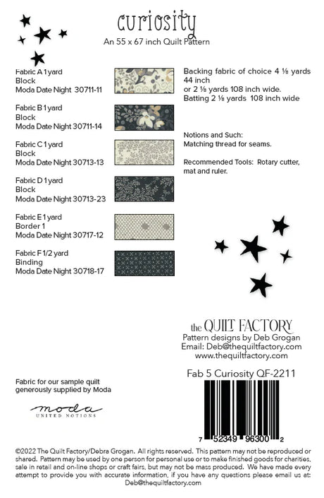 Back of the Curiosity Quilt Pattern by The Quilt Factory