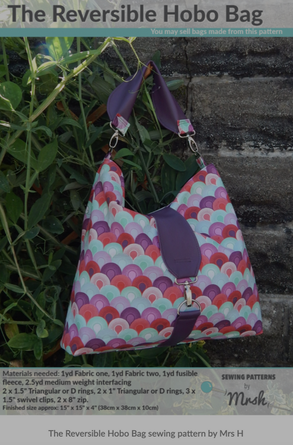 Reversible Hobo Bag Sewing Pattern by Sewing Patterns by Mrs H