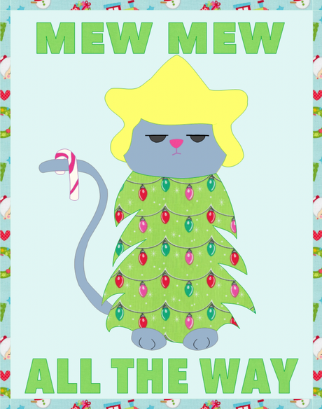 Cat Christmas Mini Quilt Downloadable Pattern by Panda Quilt Co