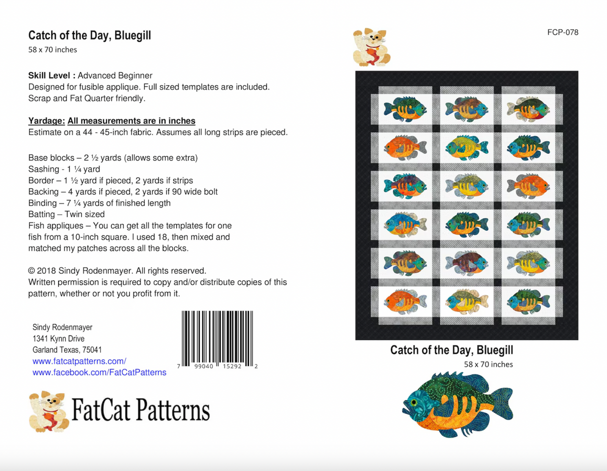 Catch of the Day, Bluegill Quilt Pattern by FatCat Patterns