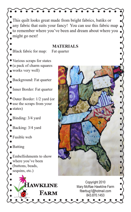 Back of the USA Travel Map Downloadable Pattern by Hawkline Farm Mary McRae